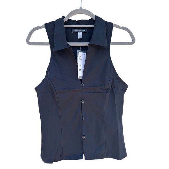 NWT Urban Outfitters Party Girl Button Down‎ Sleeveless Shirt Black, Sz S - Picture 3 of 6